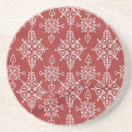 Posavasos Red White Ornamental Snowflake Drink