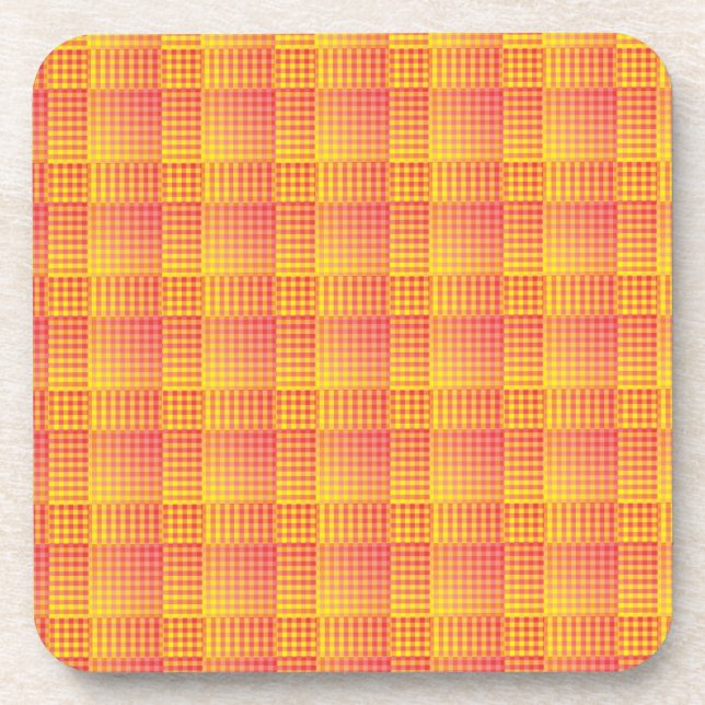 Posavasos Red Yellow Checker Abstract Pattern (Frente)