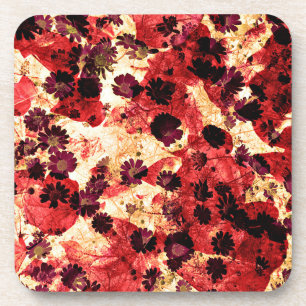 Posavasos Red yellow daisy flower pattern abstract design
