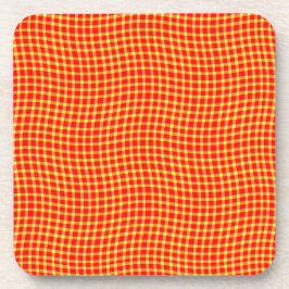 Posavasos Red Yellow Plaid Checker Seamless Pattern