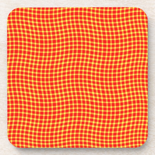 Posavasos Red Yellow Plaid Checker Seamless Pattern (Frente)