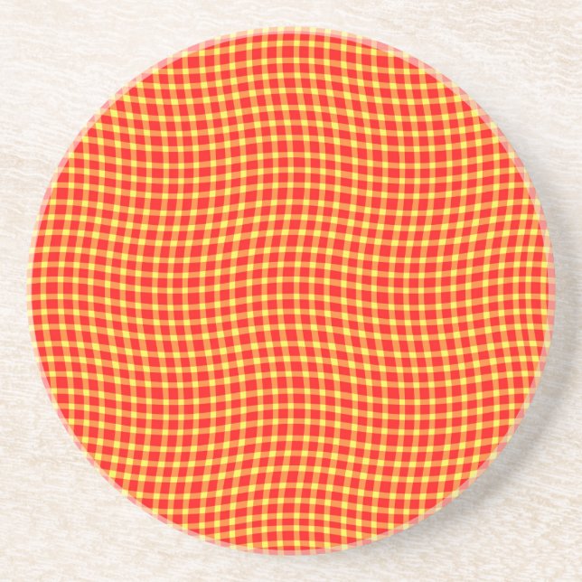 Posavasos Red Yellow Plaid Checker Seamless Pattern (Frente)