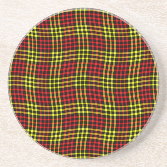 Posavasos Red Yellow Plaid Checker Seamless Pattern (Frente)