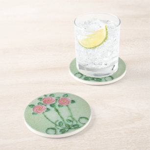 Posavasos Redonda de acabado de cristal de crudo Art Nouveau