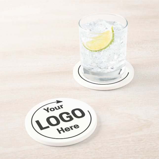 Posavasos redondo blanco con logotipo personalizad (Lado)
