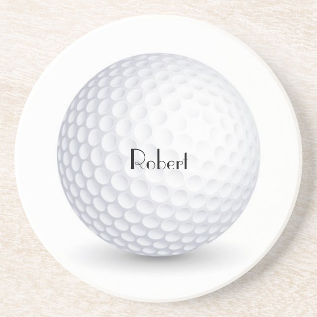 Posavasos redondo de arenisca con bola de golf 3D  (Frente)