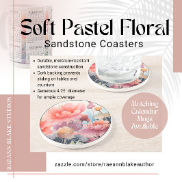 Posavasos Redondo de Arenisca con Diseño Floral en