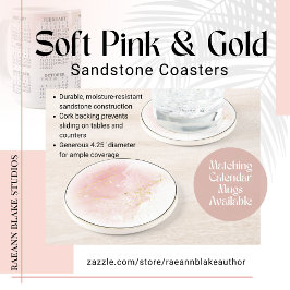 Posavasos redondo de arenisca rosa suave y dorado