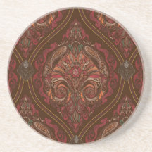 Posavasos Redondo de Mandala Paisley Vintage Marró
