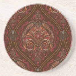 Posavasos Redondo de Mandala Paisley Vintage Marró