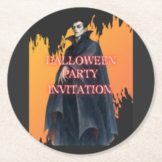 POSAVASOS REDONDO DE PAPEL ドラキュラ伯爵のハロウィンパーティー招待