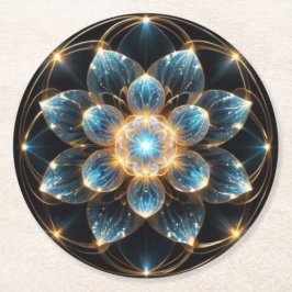 POSAVASOS REDONDO DE PAPEL 輝く青い花（曼陀羅）