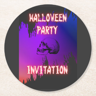 POSAVASOS REDONDO DE PAPEL 骸骨イラストのハロウィンパーティー用