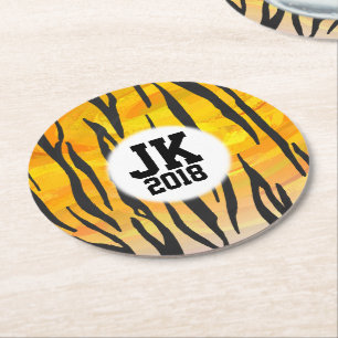 Posavasos Redondo De Papel 05 de los 12 Fiestas de tigres Personalizados