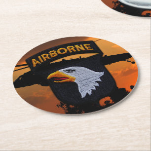 Posavasos Redondo De Papel 101ª ABN Airborne Gritando Águilas Veteranos LRRP