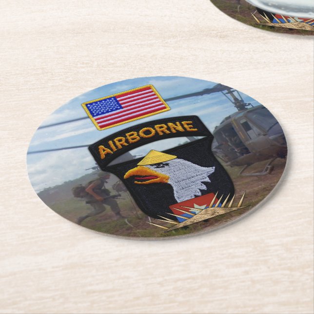 Posavasos Redondo De Papel 101.ª guerra de vietnam con águilas gritando en el (En perspectiva)