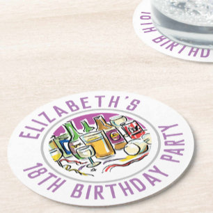 Posavasos Redondo De Papel 18.ª Papel Redondo de Cumpleaños
