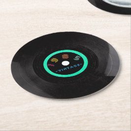 Posavasos Redondo De Papel 1985 Tiras Retro Vintage Neon Vinyl Record