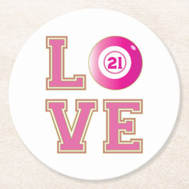 Posavasos Redondo De Papel 21 Fiesta de cumpleaños Ball de Bingo Rosa Persona