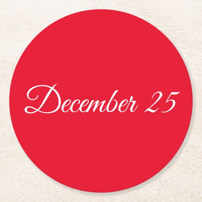 Posavasos Redondo De Papel 25 de diciembre (Anverso)