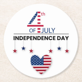 Posavasos Redondo De Papel 4 de julio Día de la Independencia