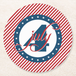 Posavasos Redondo De Papel 4 de julio Estrellas y rayas