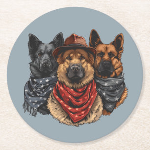 Posavasos Redondo De Papel 4 De Julio Perros Pastores Alemanes