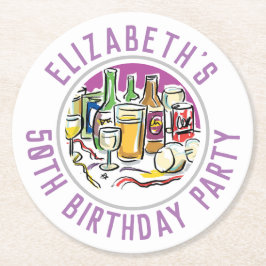 Posavasos Redondo De Papel 50.ª Papel Redondo de Cumpleaños