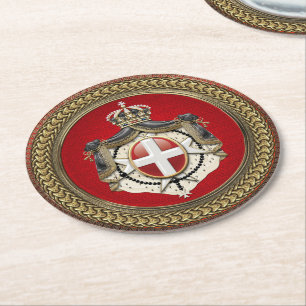 Posavasos Redondo De Papel [600] Orden de Malta - Escudo de armas SMOM