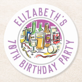 Posavasos Redondo De Papel 70.ª Papel Redondo de Cumpleaños