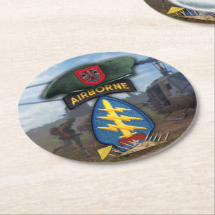 Posavasos Redondo De Papel 7.ª guerra de las fuerzas especiales Green Berets