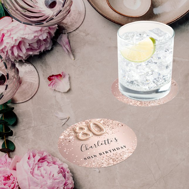 Posavasos Redondo De Papel 80.º rosa de oro (Subido por el creador)
