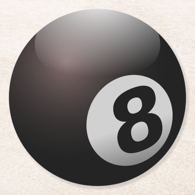 Posavasos Redondo De Papel 8 Ball Billiard Pool (Anverso)