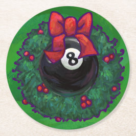 Posavasos Redondo De Papel 8 Wreath de Navidades de bolas