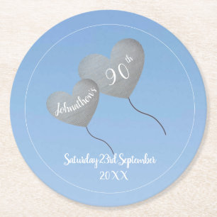 Posavasos Redondo De Papel 90.º globo azul cielo y plata