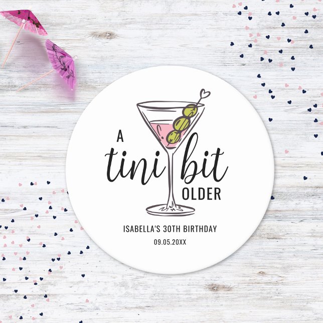 Posavasos Redondo De Papel A Tini Bit Older Pink Martini Themed Birthday (Subido por el creador)