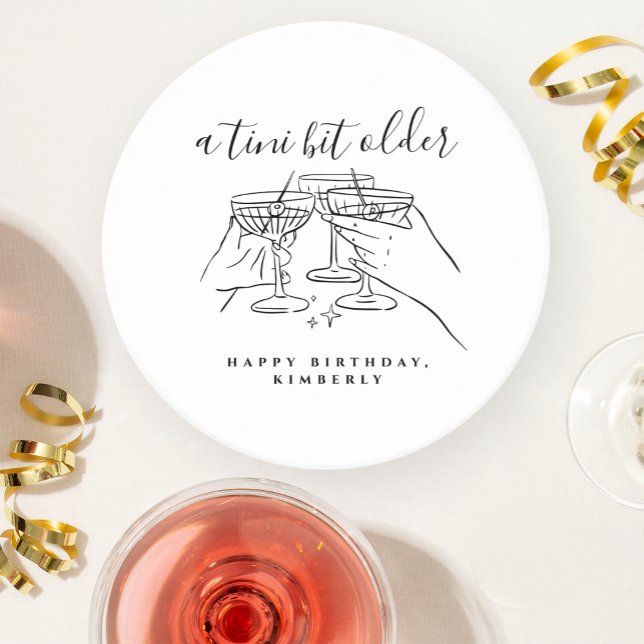 Posavasos Redondo De Papel A Tini Bit Older White Hand Drawn Birthday Party (Subido por el creador)