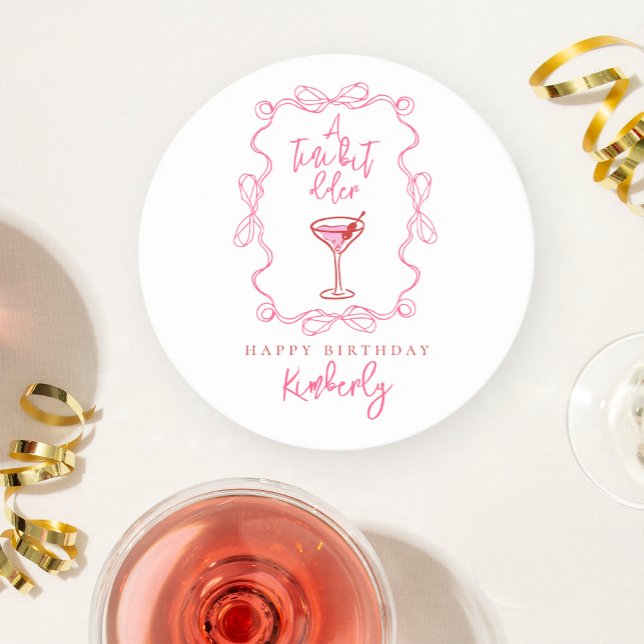 Posavasos Redondo De Papel A Tiny Bit Older Scribbles Martini Birthday Party (Subido por el creador)