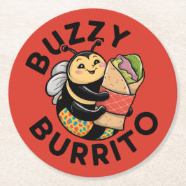 Posavasos Redondo De Papel Abeja Divertida de Burrito Zumbante