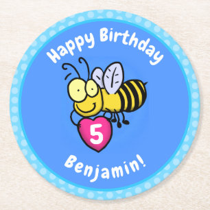 Posavasos Redondo De Papel Abeja graciosa y linda con ilustracion personaliza