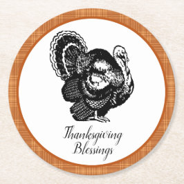 Posavasos Redondo De Papel Acción de Gracias Naranja quemada
