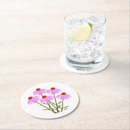 Posavasos Redondo De Papel Acentos de Centaurea Púrpura
