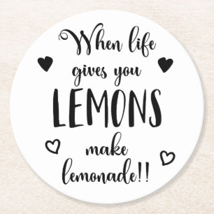 Posavasos Redondo De Papel Actitud de limones Éxito Sueños Frase motivacional