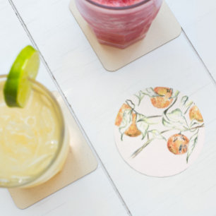 Posavasos Redondo De Papel Acuarela Citrus Fruit Clementine Cutie