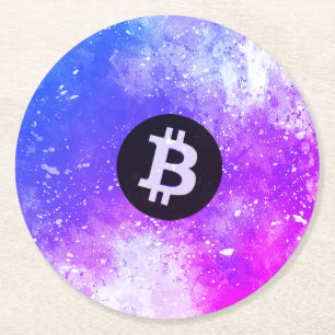 Posavasos Redondo De Papel Acuarela de Bitcoin (Estilo 2 - Miami)