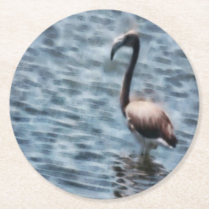 Posavasos Redondo De Papel Acuarela Flamingo Fledgling
