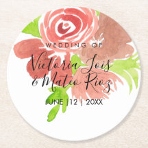 Acuarela Floral Rosa Beige Rubor Hoja Boda