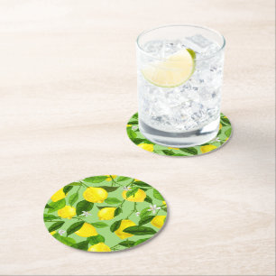 Posavasos Redondo De Papel Acuarela Limón 3