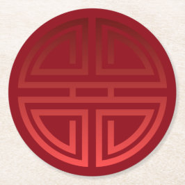 Posavasos Redondo De Papel Adorno chino rojo elegante festivo elegante de la