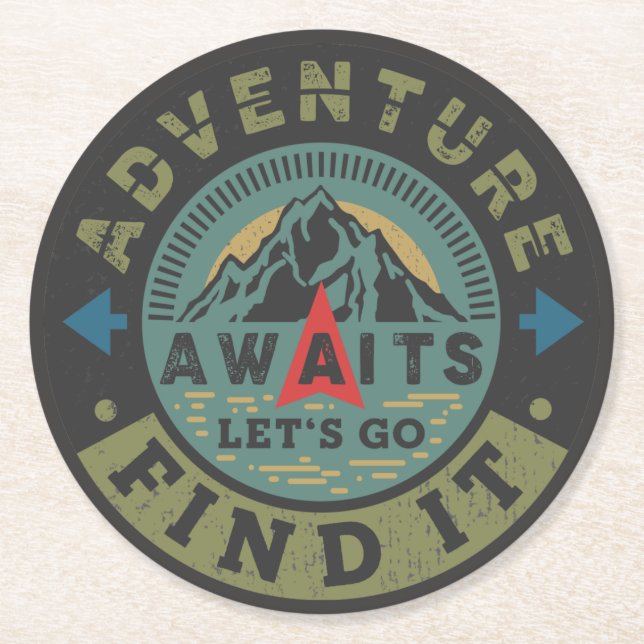 Posavasos Redondo De Papel Adventure Awaits (Anverso)